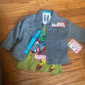 MARVEL DISNEY boys 4T Denim Jacket with T Shirt Marvel Superheroes Spider man